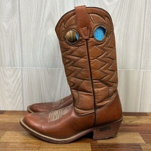 Ramrods Mens Cowboy Boots 7.5 Brown Leather Mid Calf Western Work Wear Embroider